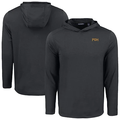 Men's Cutter & Buck Black Pittsburgh Pirates Coastline Epic Comfort Recycled Eco Hoodie Long Sleeve T-Shirt