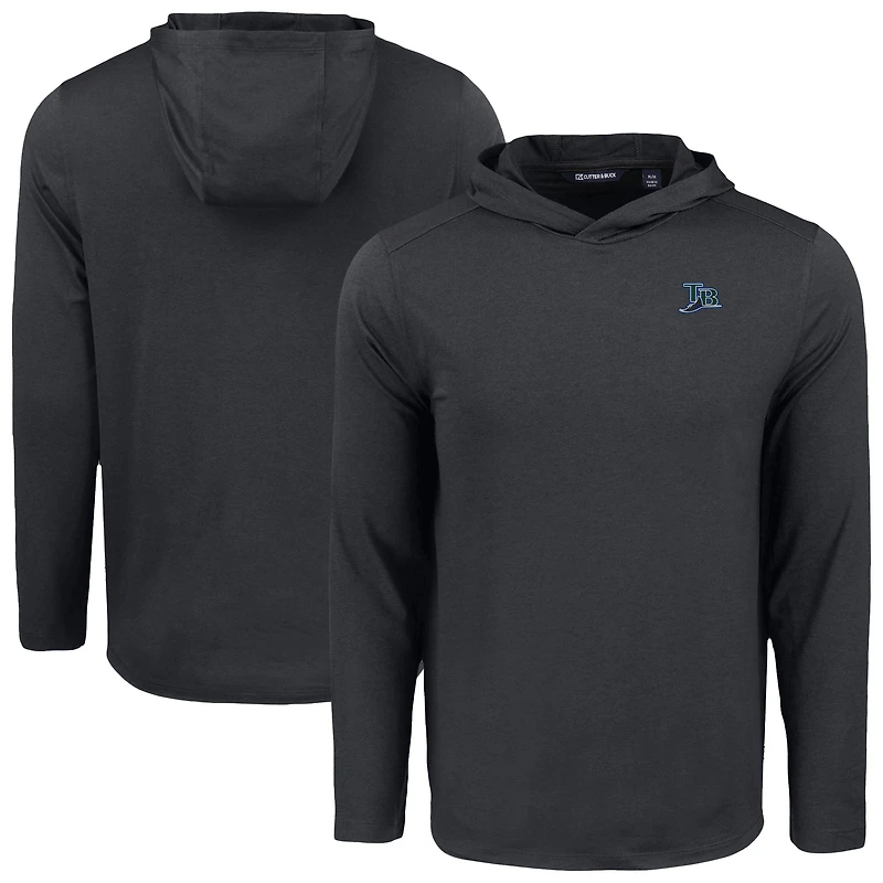 Men's Cutter & Buck Black Tampa Bay Rays Coastline Epic Comfort Recycled Eco Hoodie Long Sleeve T-Shirt