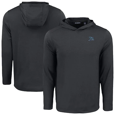 Men's Cutter & Buck Black Tampa Bay Rays Coastline Epic Comfort Recycled Eco Hoodie Long Sleeve T-Shirt
