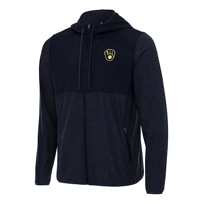 Men's Antigua Navy Milwaukee Brewers Sway Full-Zip Hoodie