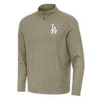 Men's Antigua Heather Olive Los Angeles Dodgers Subtle Quarter-Zip Sweatshirt