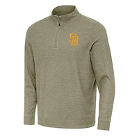 Men's Antigua Heather Olive San Diego Padres Subtle Quarter-Zip Sweatshirt