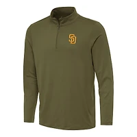 Men's Antigua Olive San Diego Padres Reprocess Quarter-Zip Top