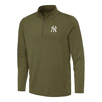 Men's Antigua Olive New York Yankees Reprocess Quarter-Zip Top
