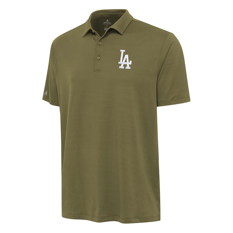 Men's Antigua Olive Los Angeles Dodgers Reprocess Polo