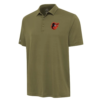 Men's Antigua Olive Baltimore Orioles Reprocess Polo
