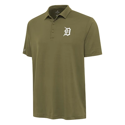 Men's Antigua Olive Detroit Tigers Reprocess Polo