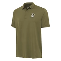 Men's Antigua Olive Detroit Tigers Reprocess Polo