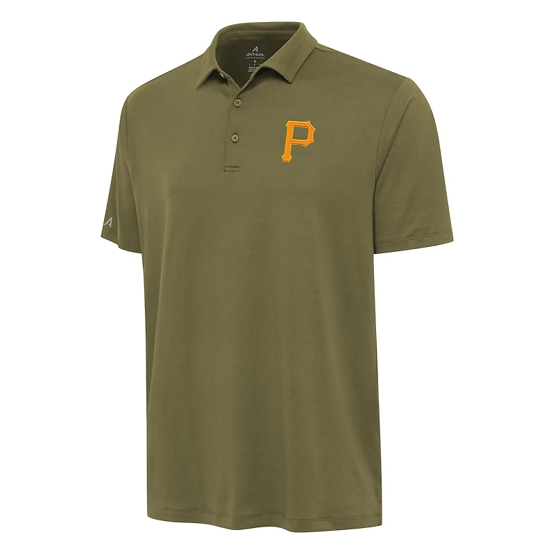 Men's Antigua Olive Pittsburgh Pirates Reprocess Polo