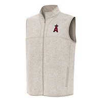 Men's Antigua Oatmeal Los Angeles Angels Fortune Full-Zip Vest