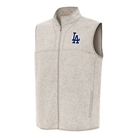 Men's Antigua Oatmeal Los Angeles Dodgers Fortune Full-Zip Vest