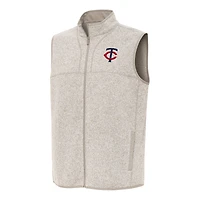 Men's Antigua Oatmeal Minnesota Twins Fortune Full-Zip Vest