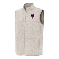 Men's Antigua Oatmeal New York Mets Fortune Full-Zip Vest