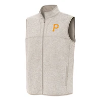 Men's Antigua Oatmeal Pittsburgh Pirates Fortune Full-Zip Vest