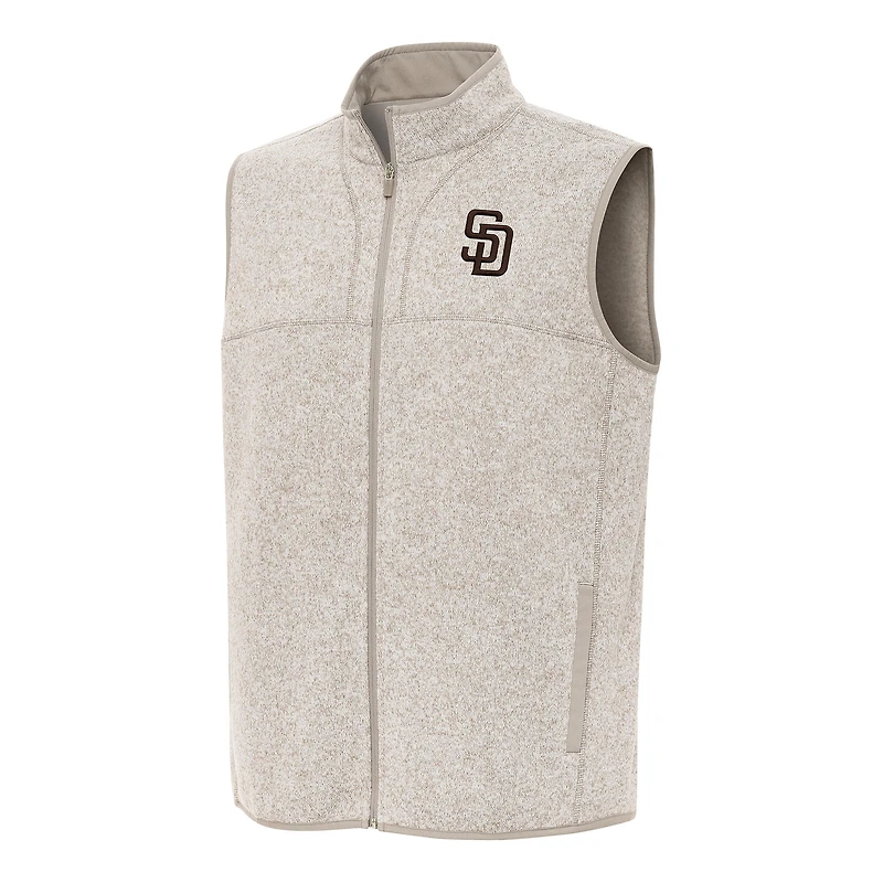 Men's Antigua Oatmeal San Diego Padres Fortune Full-Zip Vest