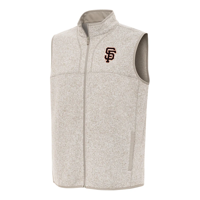 Men's Antigua Oatmeal San Francisco Giants Fortune Full-Zip Vest