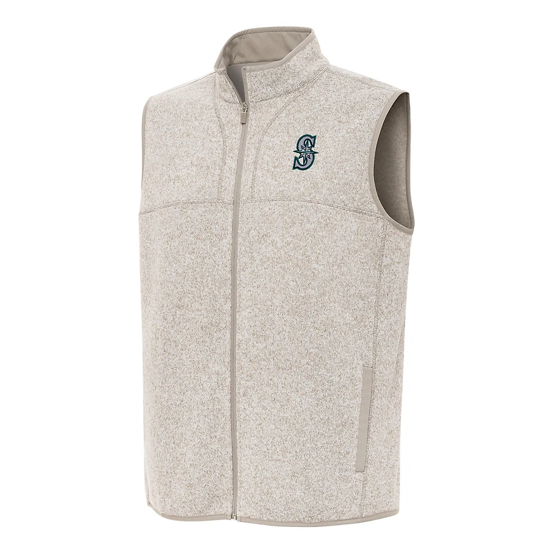 Men's Antigua Oatmeal Seattle Mariners Fortune Full-Zip Vest