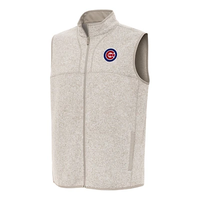 Men's Antigua Oatmeal Chicago Cubs Fortune Full-Zip Vest