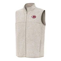 Men's Antigua Oatmeal Cincinnati Reds Fortune Full-Zip Vest
