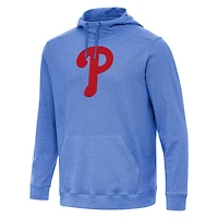 Men's Antigua Heather Royal Philadelphia Phillies Cloud Pullover Hoodie