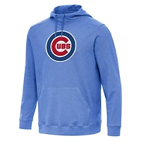 Men's Antigua Heather Royal Chicago Cubs Cloud Pullover Hoodie