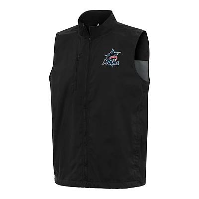 Men's Antigua Black Miami Marlins Brisk Full-Zip Vest