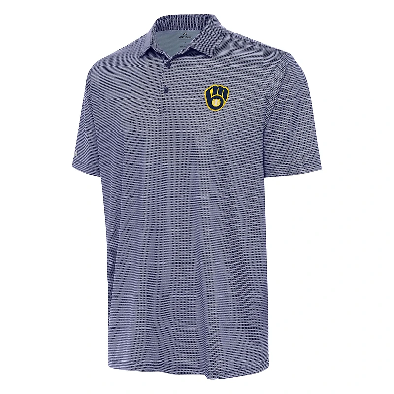 Men's Antigua White/Navy Milwaukee Brewers Rings Polo