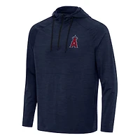 Men's Antigua Heather Navy Los Angeles Angels Spikes Quarter-Zip Pullover Hoodie