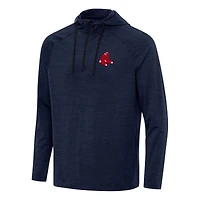 Men's Antigua Heather Navy Boston Red Sox Spikes Quarter-Zip Pullover Hoodie