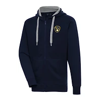Men's Antigua Navy Milwaukee Brewers Big & Tall Victory Full-Zip Hoodie Jacket
