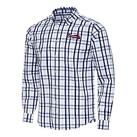 Men's Antigua Navy/White Atlanta Braves Tending Woven Tri-Blend Long Sleeve Button-Down Shirt