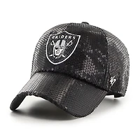 Women's '47  Black Las Vegas Raiders Dazzle Clean Up Adjustable Hat