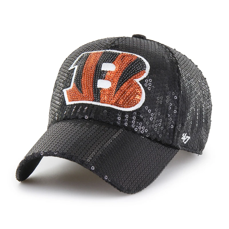 Women's '47  Black Cincinnati Bengals Dazzle Clean Up Adjustable Hat