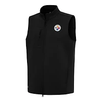 Men's Antigua Black Pittsburgh Steelers Demand Full-Zip Vest