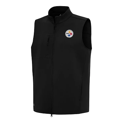 Men's Antigua Black Pittsburgh Steelers Demand Full-Zip Vest