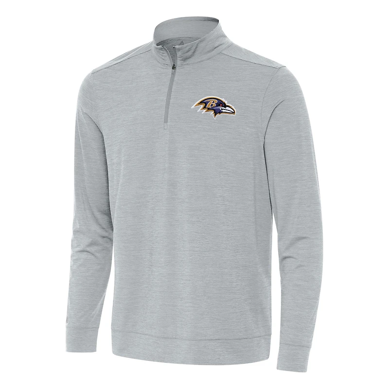 Men's Antigua Heather Gray Baltimore Ravens Bright Quarter-Zip Top