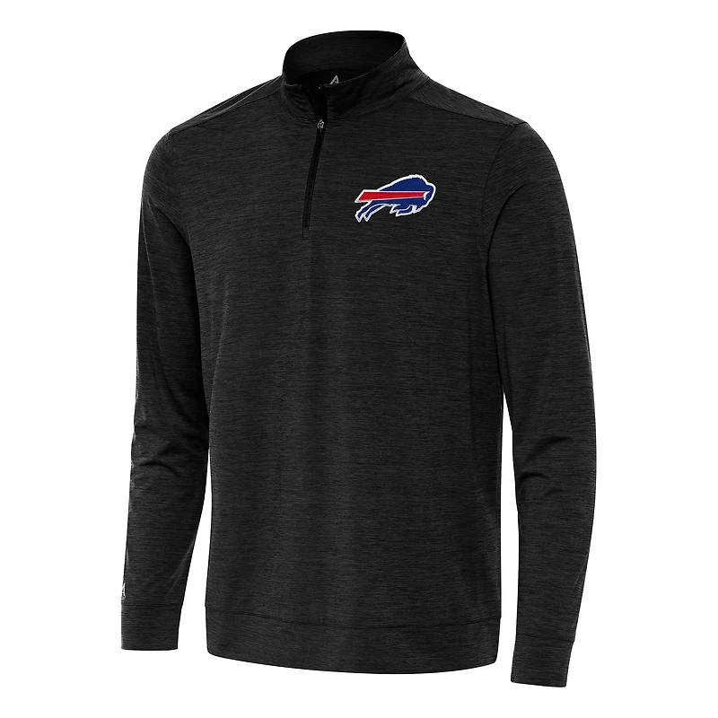 Men's Antigua Heather Black Buffalo Bills Bright Quarter-Zip Top