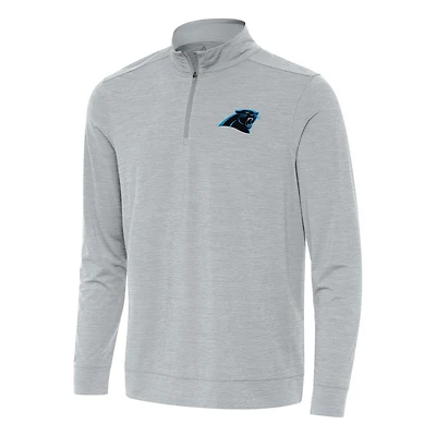 Men's Antigua Heather Gray Carolina Panthers Bright Quarter-Zip Top