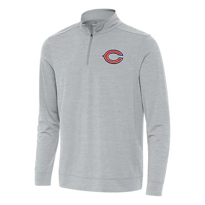Men's Antigua Heather Gray Chicago Bears Bright Quarter-Zip Top