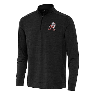 Men's Antigua Heather Black Cleveland Browns Bright Quarter-Zip Top