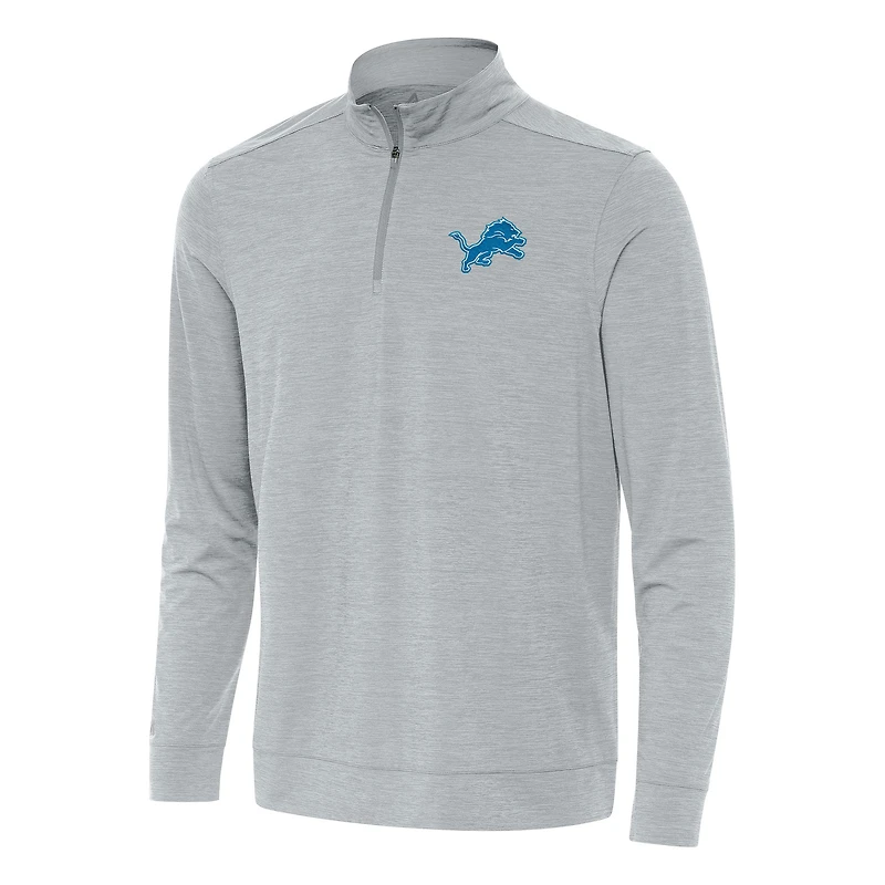 Men's Antigua Heather Gray Detroit Lions Bright Quarter-Zip Top