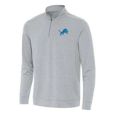 Men's Antigua Heather Gray Detroit Lions Bright Quarter-Zip Top