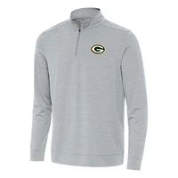 Men's Antigua Heather Gray Green Bay Packers Bright Quarter-Zip Top