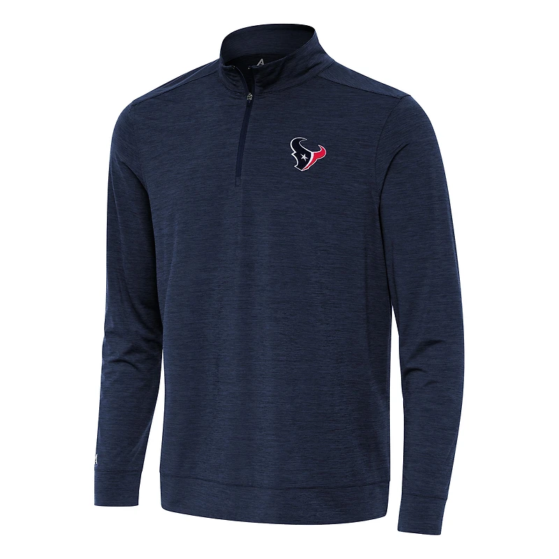 Men's Antigua Heather Navy Houston Texans Bright Quarter-Zip Top