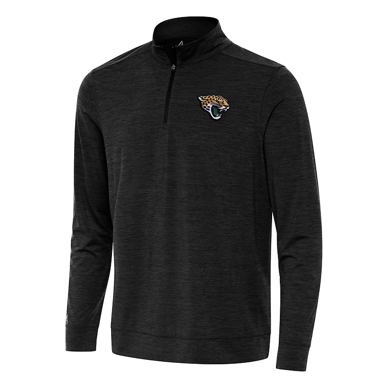 Men's Antigua Heather Black Jacksonville Jaguars Bright Quarter-Zip Top