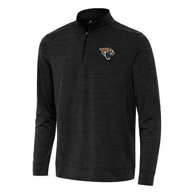 Men's Antigua Heather Black Jacksonville Jaguars Bright Quarter-Zip Top