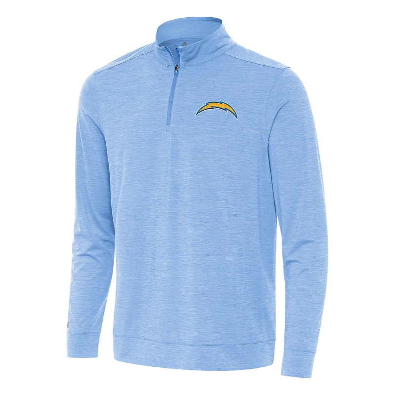 Men's Antigua Heather Powder Blue Los Angeles Chargers Bright Quarter-Zip Top