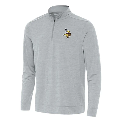 Men's Antigua Heather Gray Minnesota Vikings Bright Quarter-Zip Top