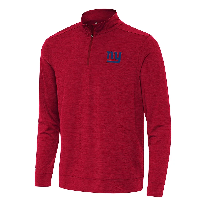 Men's Antigua Heather Red New York Giants Bright Quarter-Zip Top
