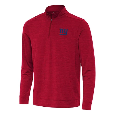Men's Antigua Heather Red New York Giants Bright Quarter-Zip Top